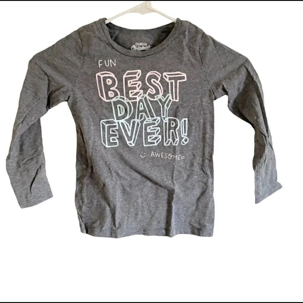 Oshkosh Gray Best Day Every Gray Long Sleeve Tee Size 5